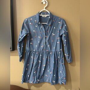 Blue Floral Long Sleeve Dress